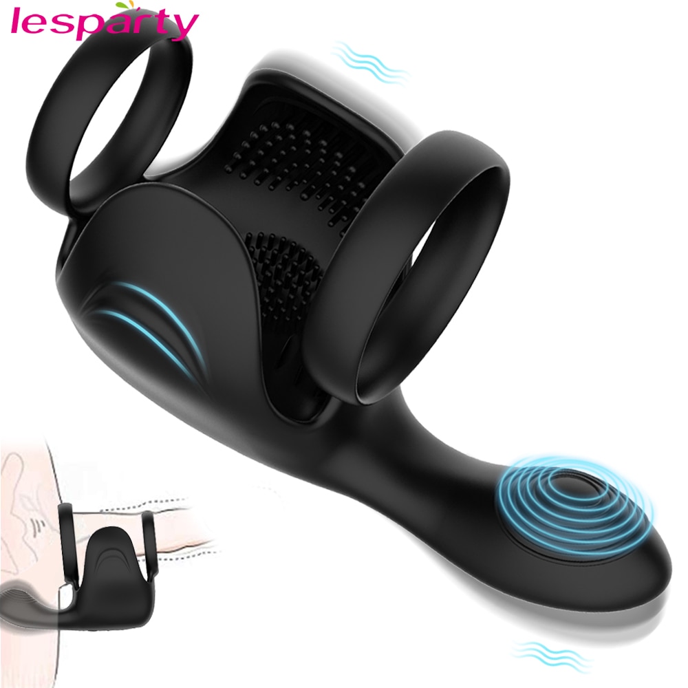 10-Modes-Vibrating-Penis-Massager-Ring-Dildo-Sex-Toys-for-Men-Scrotum-Massager-Male-Chastity-Cage