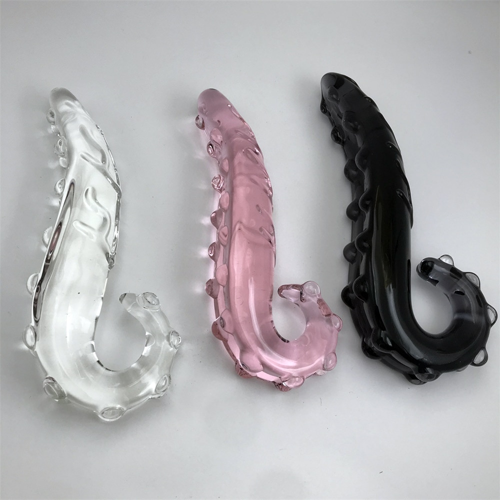 Hippocampus-Shape-G-Shape-Pyrex-Glass-Crystal-Dildo-with-Spot-Beads-Fake-Penis-Anal-Butt-Plug-1