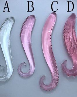 Hippocampus Shape G Shape Pyrex Glass Crystal Dildo with Spot Beads Fake Penis Anal Butt Plug Gay Masturbation Box Shipping
