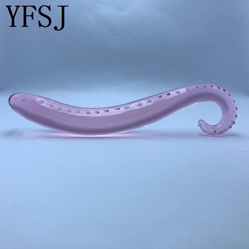 Hippocampus-Shape-G-Shape-Pyrex-Glass-Crystal-Dildo-with-Spot-Beads-Fake-Penis-Anal-Butt-Plug-3