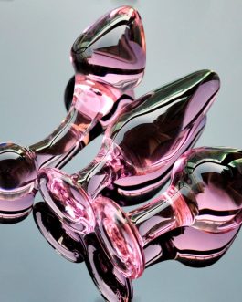 Pink Crystal butt plugs set Pyrex glass anal dildo ball bead fake penis female masturbation sex toy kit for adult women men gay