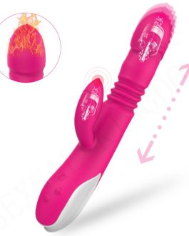 Telescopic Vibrator Dual Heating AV Wand Female Masturbator Silicone Dildo Clitoral G-spot Stimulator Adult Sex Toy for Woman
