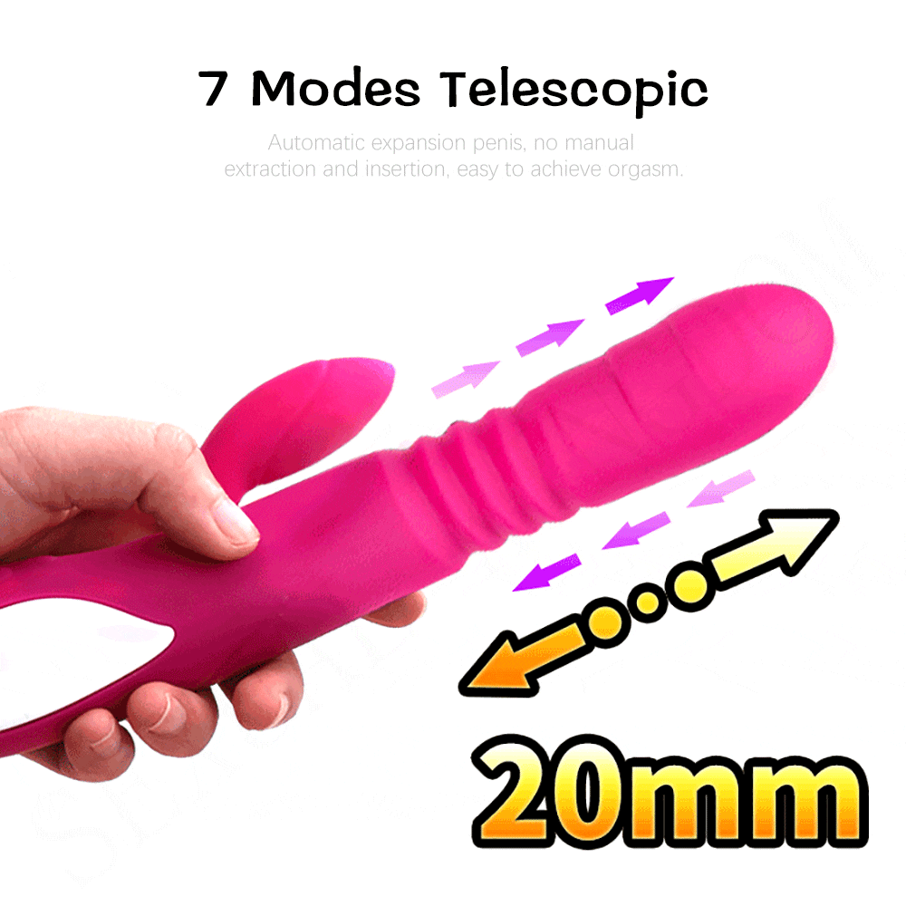 Telescopic-Vibrator-Dual-Heating-AV-Wand-Female-Masturbator-Silicone-Dildo-Clitoral-G-spot-Stimulator-Adult-Sex